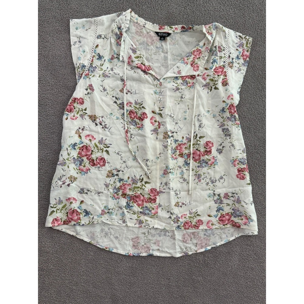 Buffalo David Bitton Women Floral Boho Cottagecore Blouse Size M